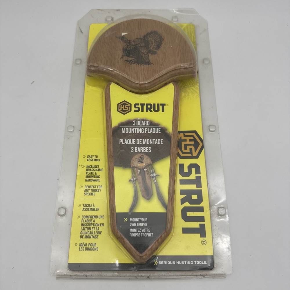 Hunters Strut Three Beard Mounting Plaque/Brass Cup Hooks 06949